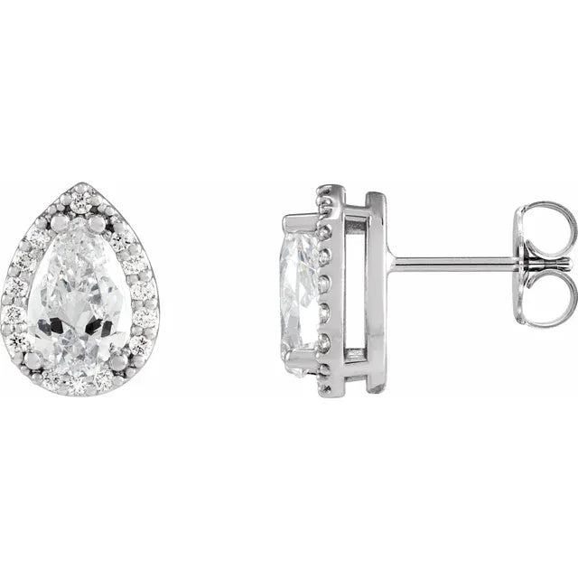Natural Diamond Halo-Style Earrings