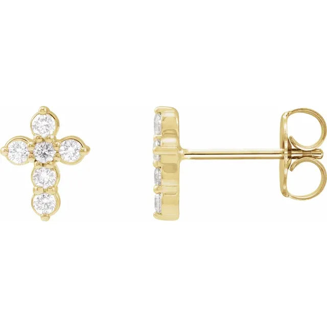 Natural Diamond Cross Earrings