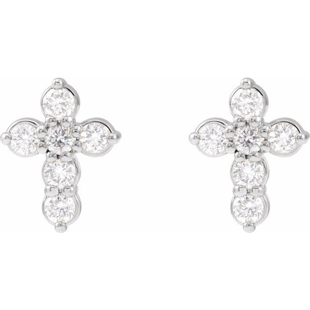 Natural Diamond Cross Earrings