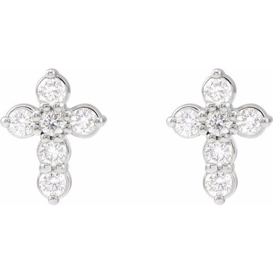 Natural Diamond Cross Earrings