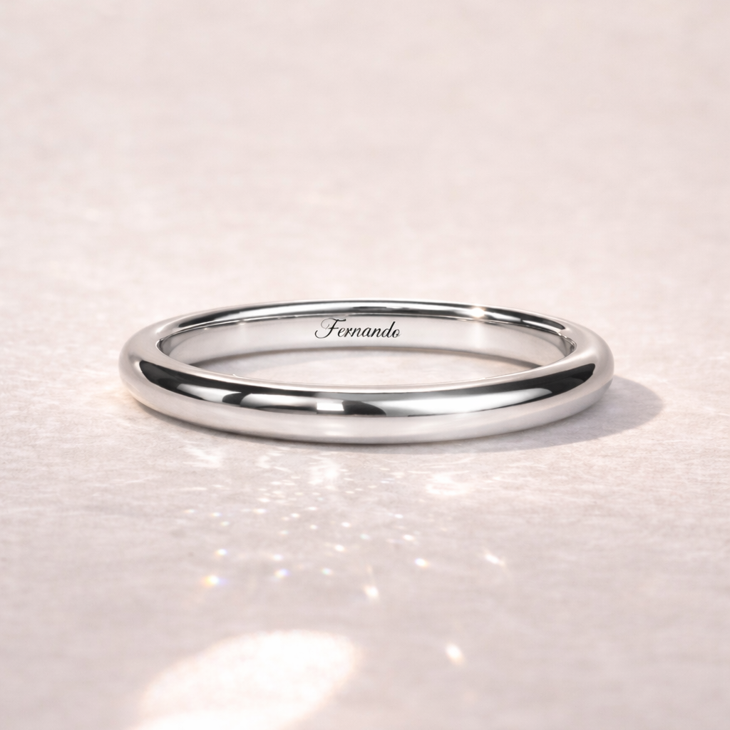 14K Custom White Gold Band