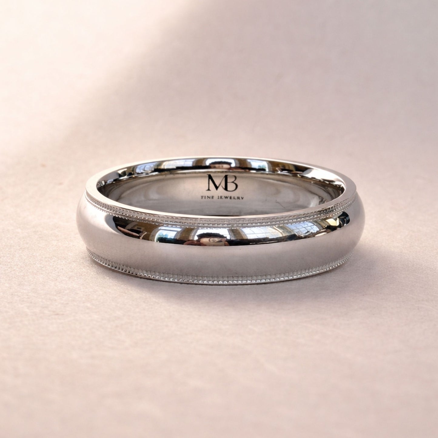 18K White Gold 6mm Man's Band