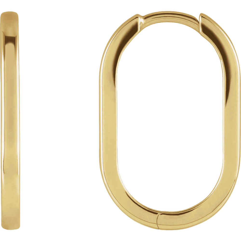 Elongated Gold Oval Hoop Earrings