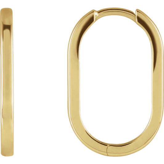 Elongated Gold Oval Hoop Earrings