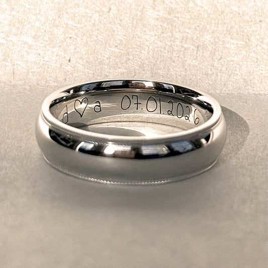 18K White Gold 6mm Man's Band