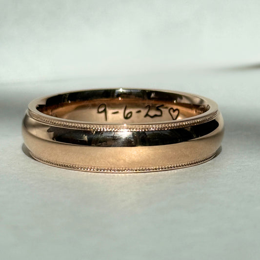 18K Rose Gold 6mm Man's Band